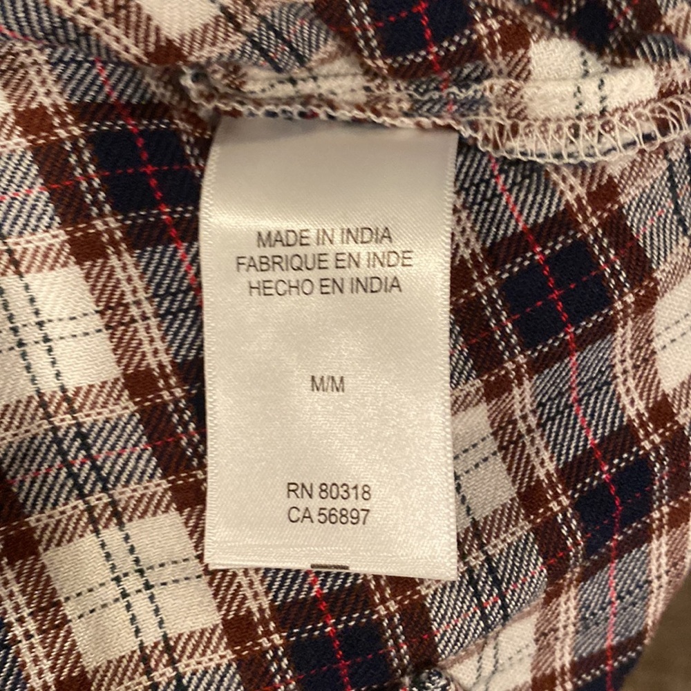 Medium Lucky Brand blue flannel print top with split back - Picture 5 of 5